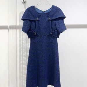 🚩steal Authentic CHANEL Navy Blue Midi Dress